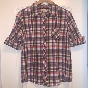 Misses plaid button-up shirt (L 11/13)